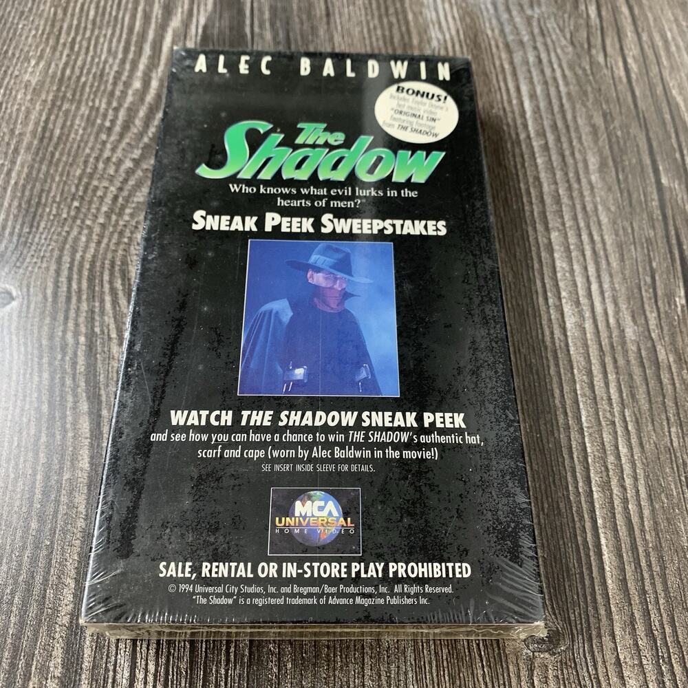 The Shadow (VHS, 1994) -MCA‎ Alec Baldwin Vintage Sneak Peek Sweepstakes Sealed